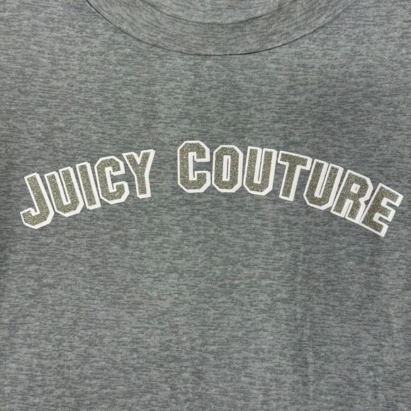 Juicy Couture Shirt Womens Medium Heather Grey Crew Neck Tee Glitter Super Soft - Picture 5 of 9